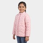 Girls' Pink Stand Collar Puffer Jacket, Pink, small
