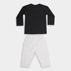 Infants' Charcoal Grey Cotton Boat Neck Graphic Baba Suit, Charcoal, small image number null