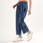 Women's Deep Indigo Wide-Leg Braided Jeans, हल्का नीला, small image number null