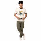 Men's White Round Neck Regular T-Shirt, Off White, small