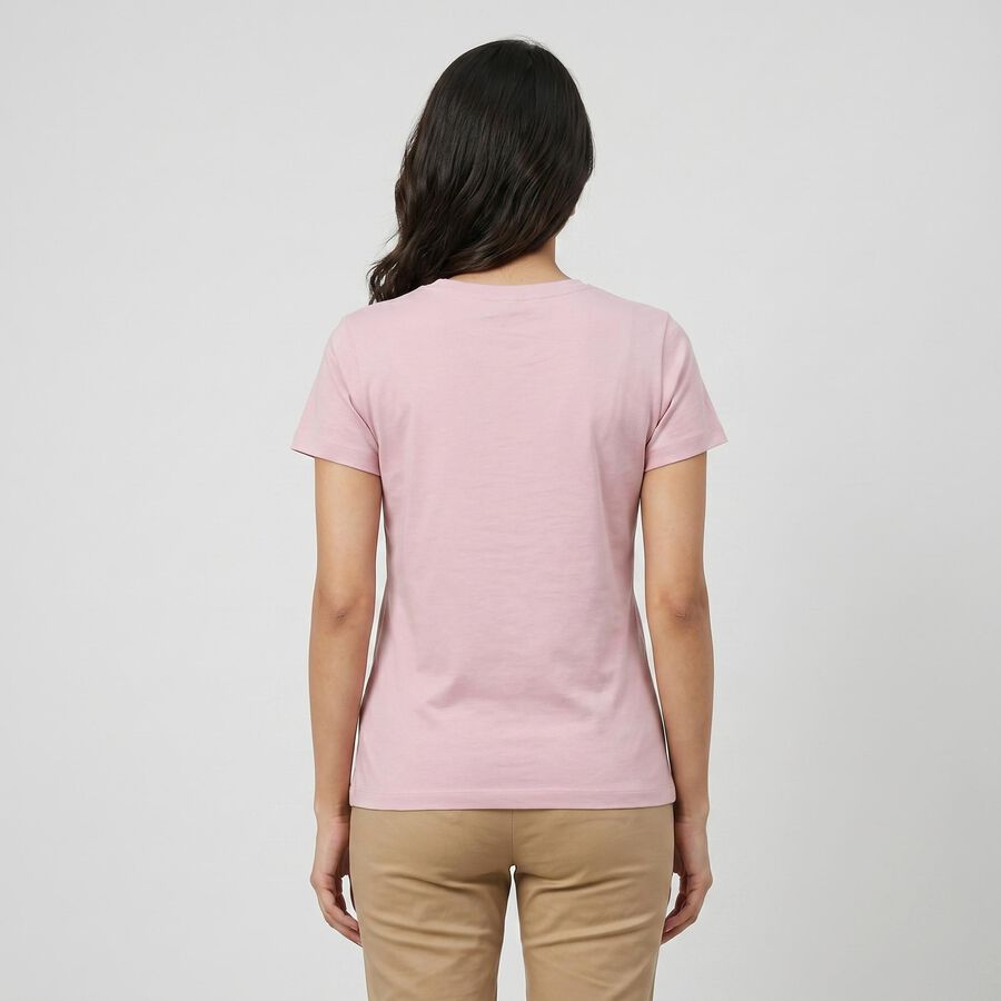 Women's Lilac Cotton Blend Round Neck Regular T-Shirt, Lilac, large