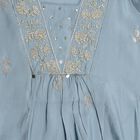 Girls' Sky Blue Cotton Embroidered Kurta and Churidar Fusion Set, Light Blue, small image number null