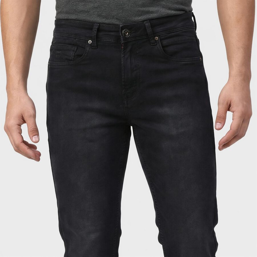 Men's Dark Blue Slim Fit Faded Jeans, गहरा नीला, large