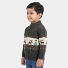 Boys' Charcoal Mock Neck Printed Pullover, चारकोल, small