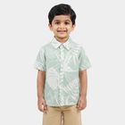 Boys Mint Green Cotton Floral Collar Shirt, Light Green, small