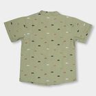 Infants' Muted Olive Green Cotton Mandarin Collar Casual Shirt, Olive, small