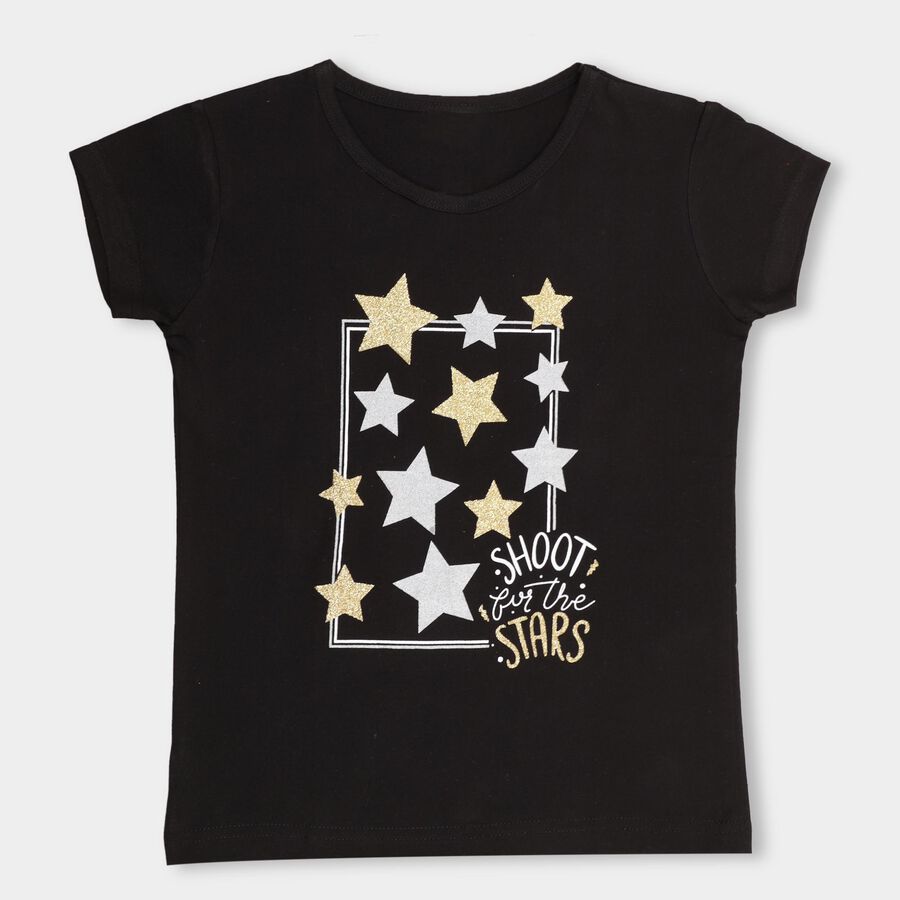Girls' 100% Cotton T-Shirt , Black, large image number null