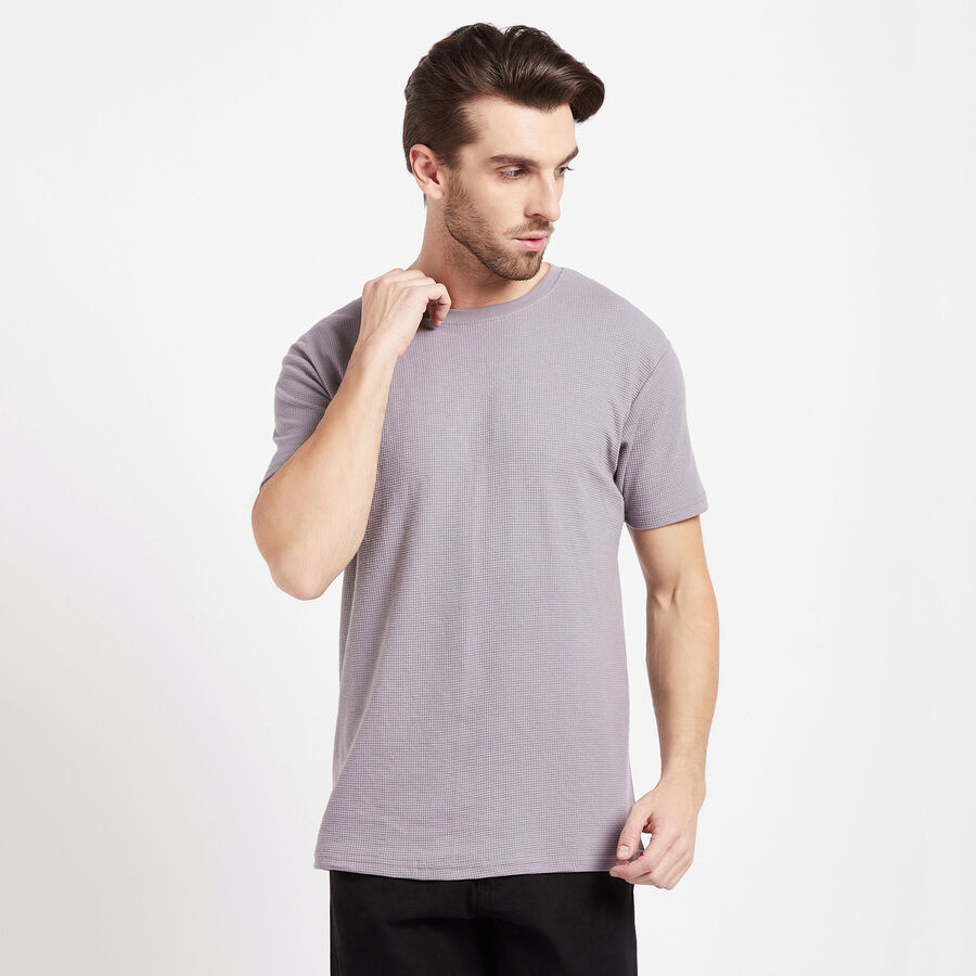 Solid Round Neck T-Shirt, Dark Grey, large image number null