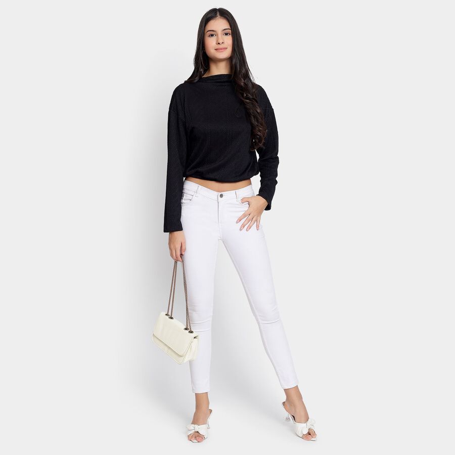 Ladies'  Crop  Top, Black, large image number null