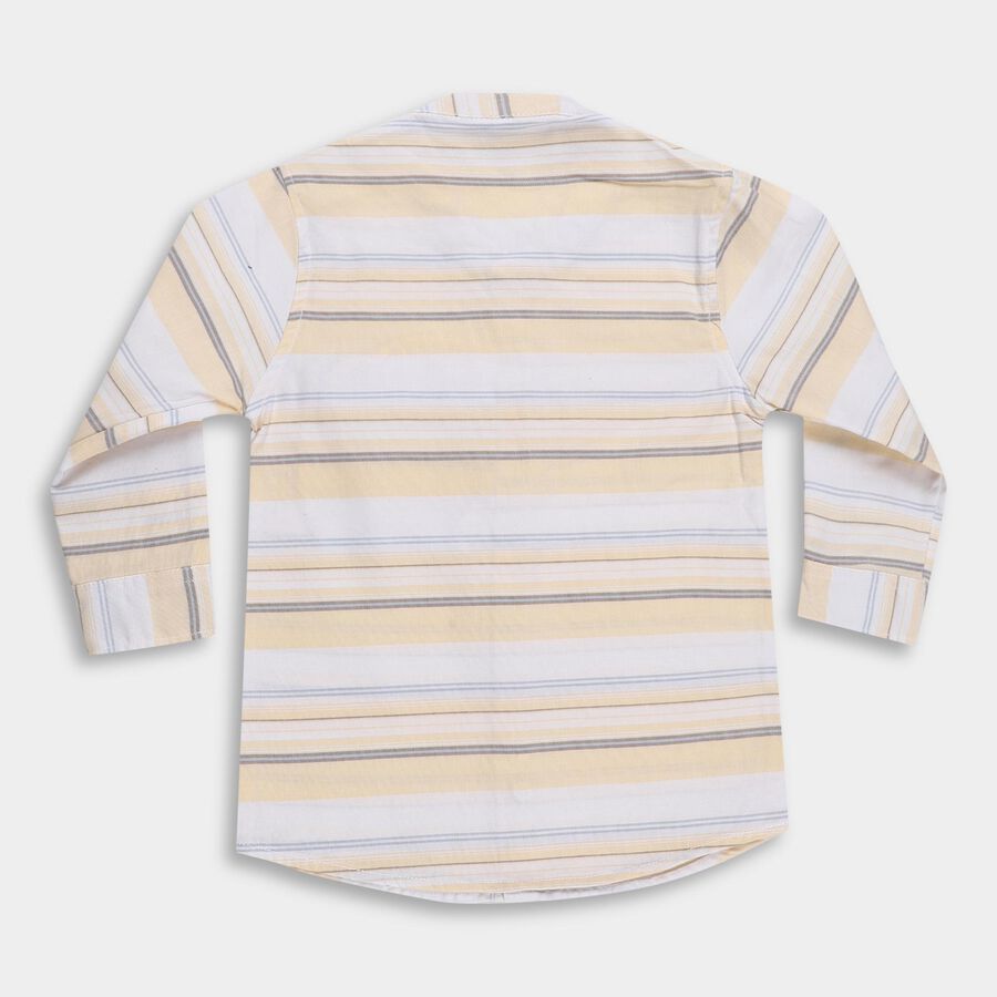 Infants Soft Yellow Cotton Mandarin Collar Casual Shirt, Yellow, large image number null