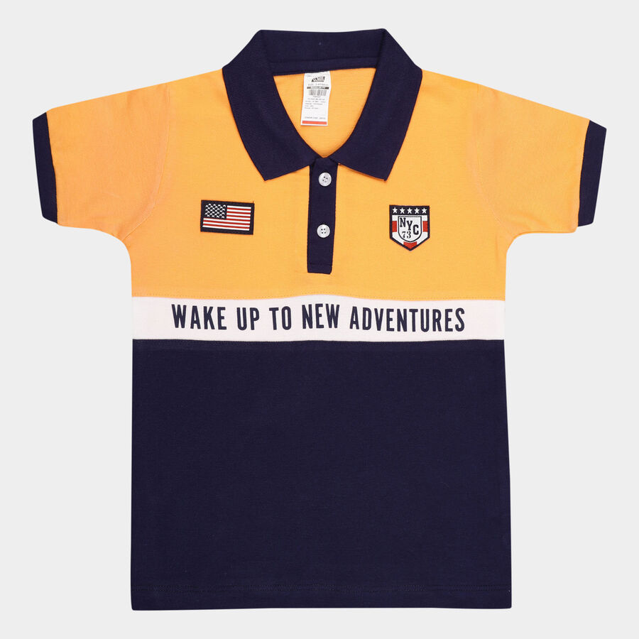 Boys Cut & Sew T-Shirt, नारंगी, large image number null