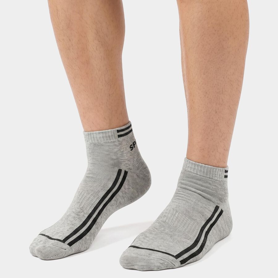 Men's Ankle Length Pack of 3 Socks ( Grey, Charcoal, Navy ), नेवी ब्लू, large