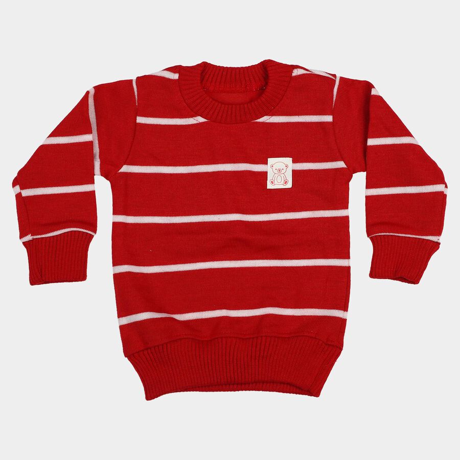 Infants' Red Crew Neck Pullover, लाल, large