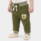 Infants Olive Green Jogger Animal Patch Cotton Blend Pyjama, ओलिव, small