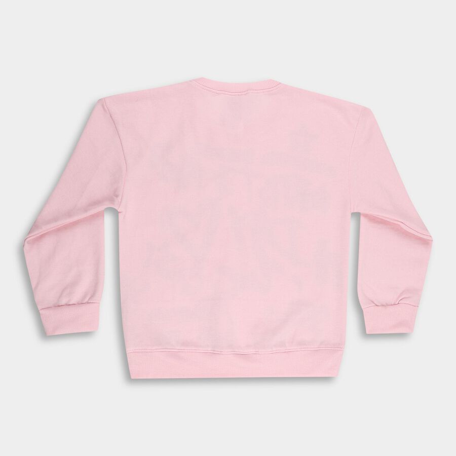 Girls' Light Pink Crew Neck Graphic Sweatshirt, Light Pink, large image number null