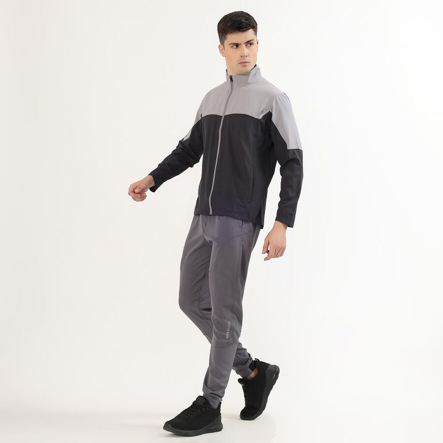 Men's Dark Grey and Light Grey High Neck Athleisure Jacket, Dark Grey, large image number null