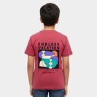 Boys Pink Cotton Round Neck Casual T-Shirt, Pink, small