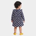 Infants' Navy Blue Floral Printed Fit and Flare Frock, नेवी ब्लू, small