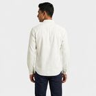 Men's Cream Cotton Spread Collar Regular Fit Casual Shirt, ऑफ व्हाइट, small
