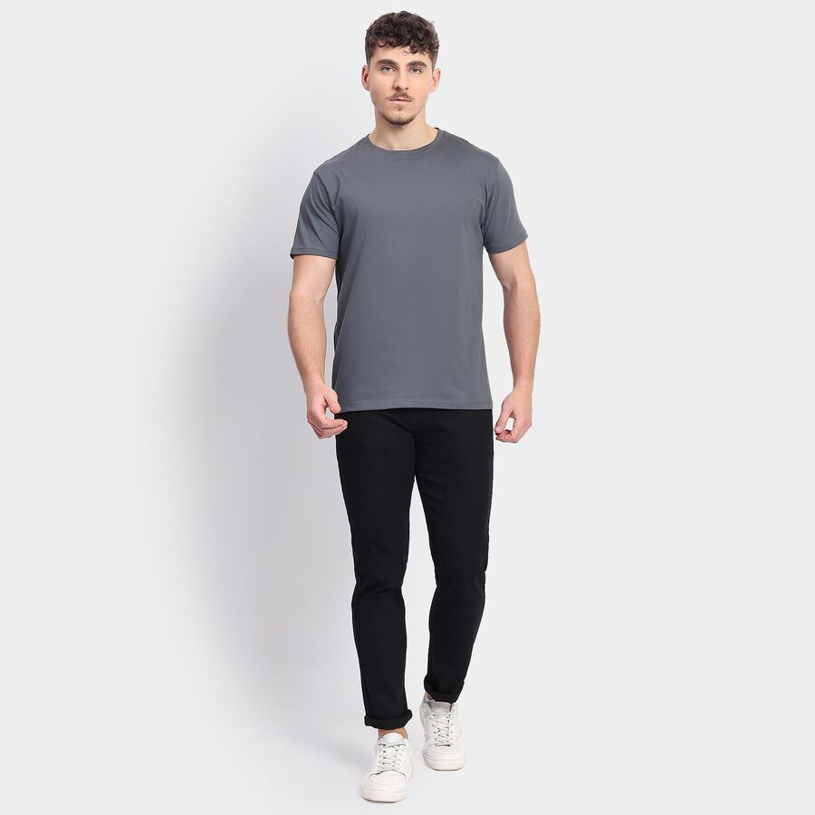 Men's 100% Cotton Round Neck Half Sleeves T-Shirt, Mid Blue, large image number null