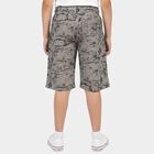 Boys' Grey Relaxed Fit Printed Cotton Jamaican Shorts, Light Grey, small