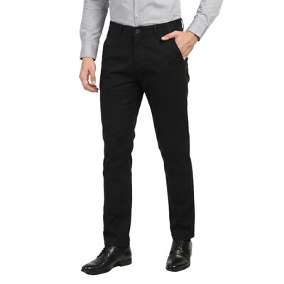 Men's Black Slim Fit Casual Trousers
