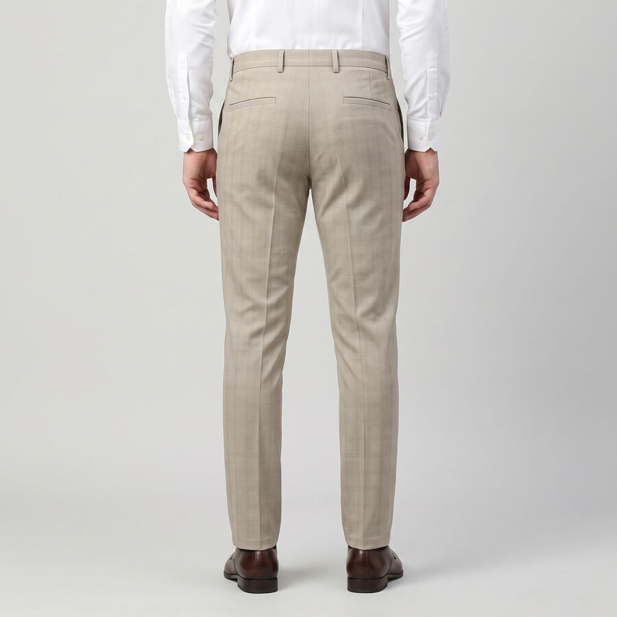 Men's Light Grey Slim Fit Checked Chino Trousers, हल्का ग्रे, large
