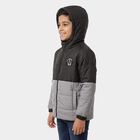Boys Grey Hooded Puffer Jacket, Light Grey, small