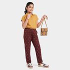 Girls' Wine Straight Fit Geometric Printed Pyjama, वाइन, small