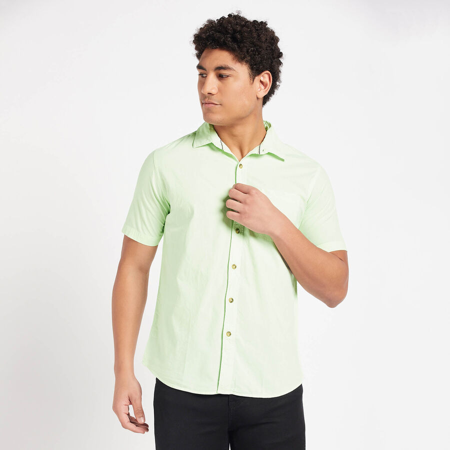 Cotton Solid Casual Shirt, Light Green, large image number null