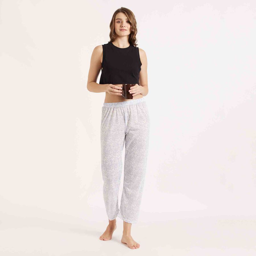 Printed Full Length Pyjama, सफ़ेद, large image number null
