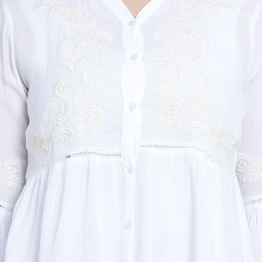 Embellished 3/4th Sleeves Shirt, White, large image number null