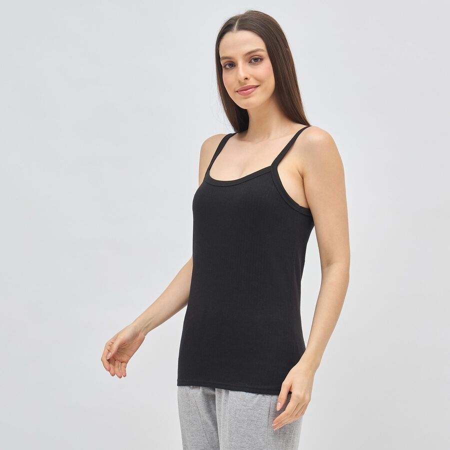 Women's Black Sleeveless Thermal, Black, large image number null