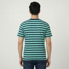 Men's Blue Round Neck Casual T-Shirt, Aqua, small