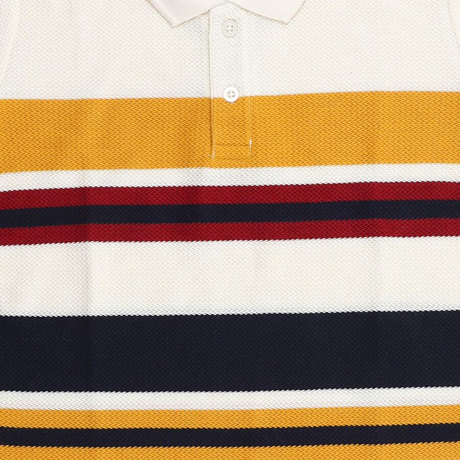 Boys Off White Polo Neck Casual T-Shirt, Off White, large image number null