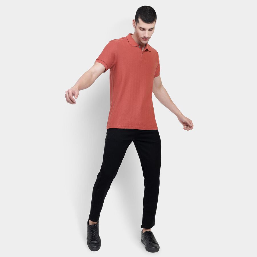 Men's Rust Polo Neck T-Shirt, Rust, large image number null