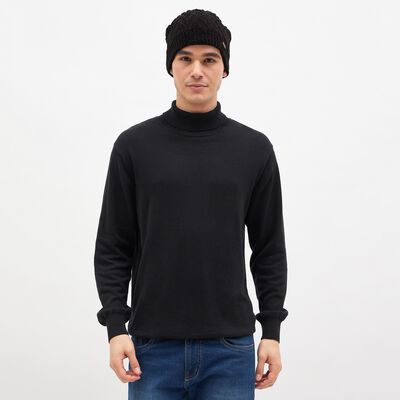 Men's Jet Black Knitted Winter Cap