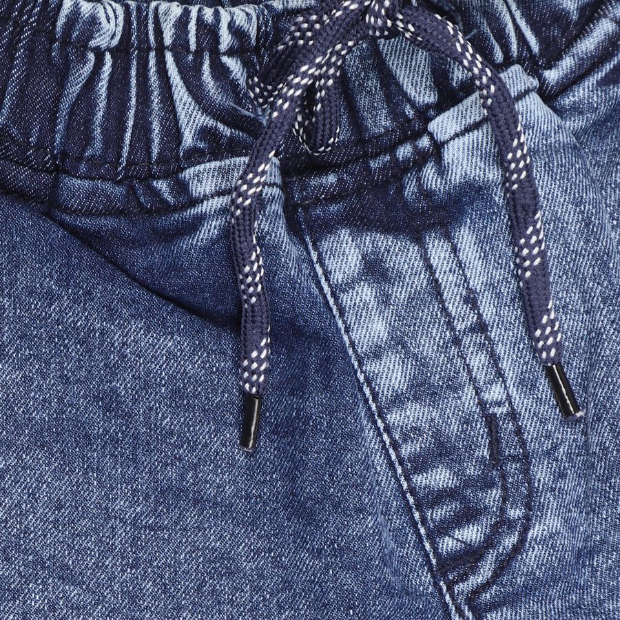 Boys' Stonewashed Blue Slim Fit Jogger Jeans, मध्यम नीला, large image number null
