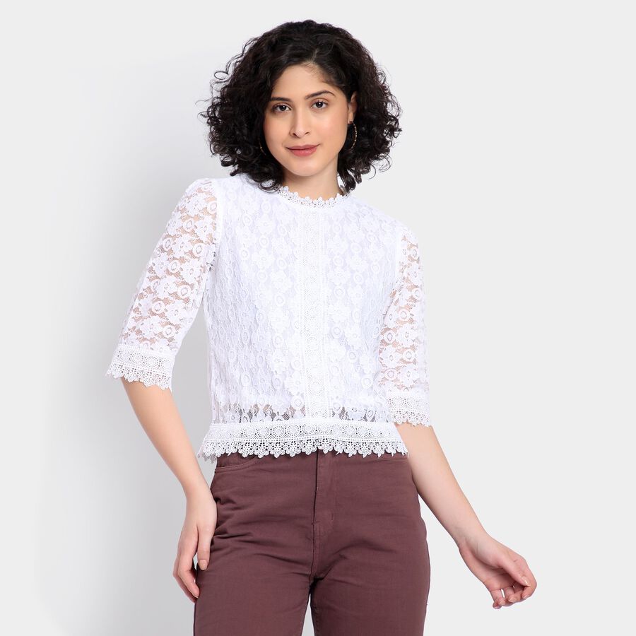 Ladies'  Crop  Top, White, large image number null