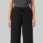 Women's Black Regular Fit Solid Track Pants, Black, small