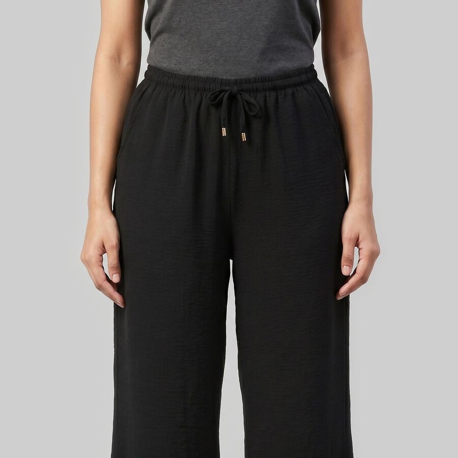 Women's Black Regular Fit Solid Track Pants, Black, large