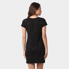 Women's Black Round Neck T-Shirt Style Nighty, काला, small