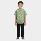 Boys Green Cotton Half Sleeve Spread Collar Casual Shirt, Light Green, small