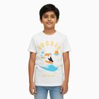 Boys Off-White Cotton Round Neck Casual T-Shirt, Off White, small