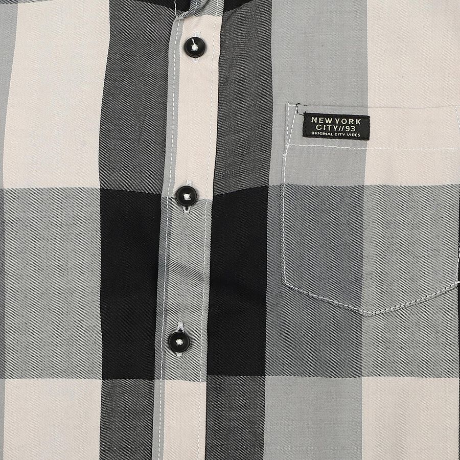Boys' White Checked Regular Fit Casual Shirt, White, large