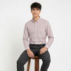 Men's Maroon Striped Regular Fit Formal Shirt, मरून, small