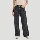 Women's Dark Grey Straight Fit Braided Side Tape Jeans, गहरा ग्रे, small