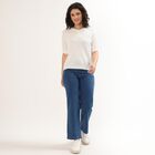 Women's Rich Eggshell White Buttoned Round Neck Casual Top, सफ़ेद, small