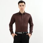 Men's Rich Chocolate Brown Slim Fit Formal Shirt, भूरा, small image number null