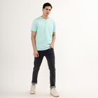 Men's Henley Half Sleeves T-Shirt , एक्वा, small image number null